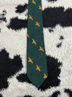 Green Flying Mallards Embroidered Tie