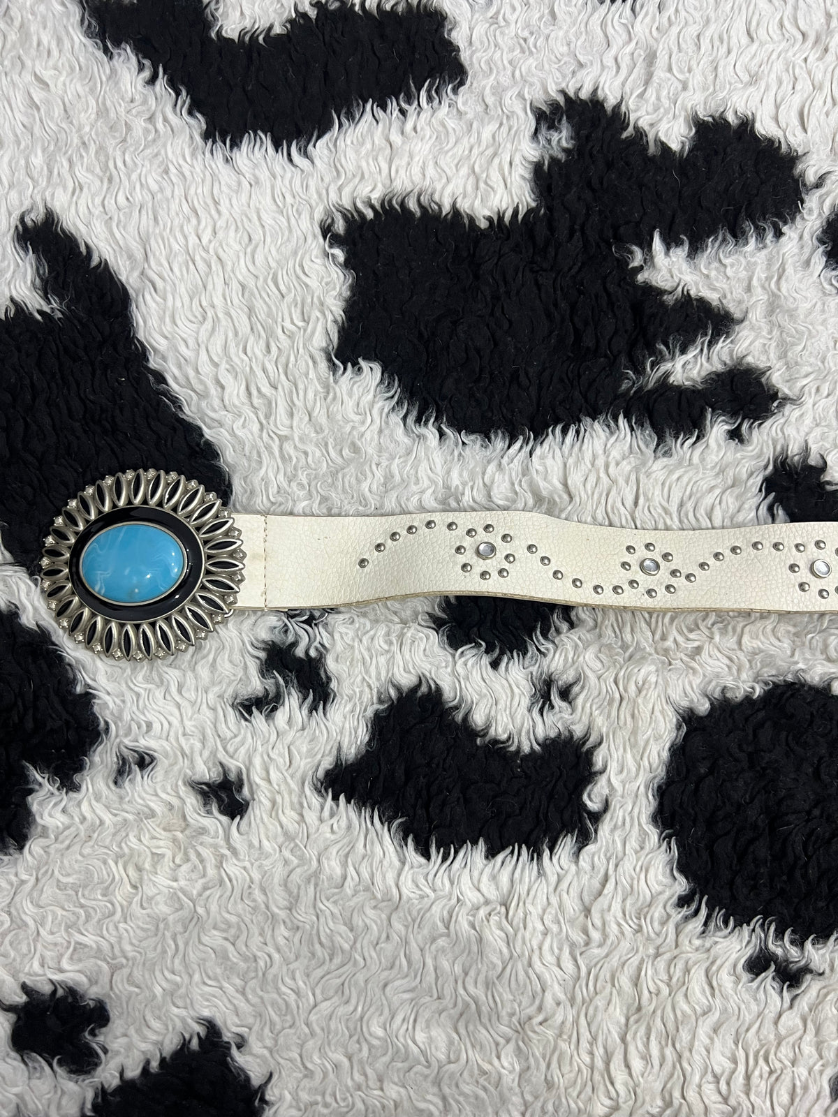 Faded White Stone Buckle Belt