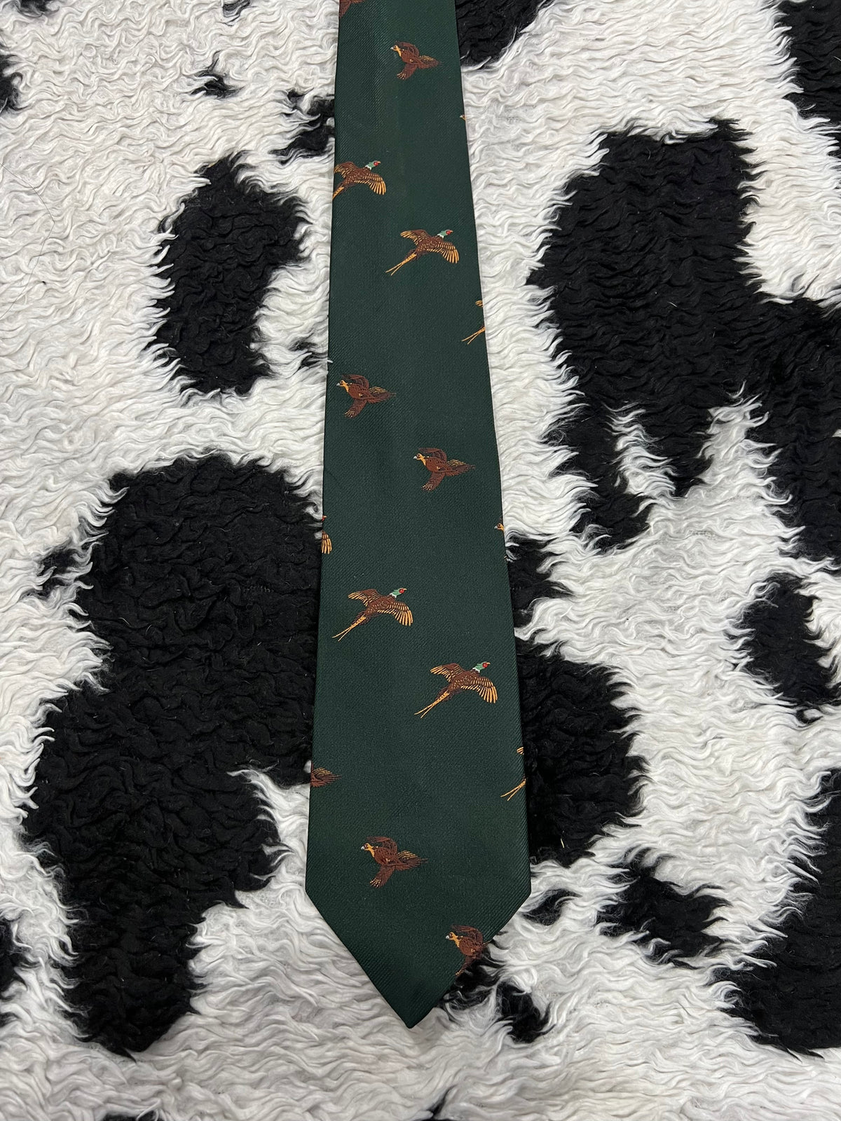 Embroidered Flying Pheasants Tie