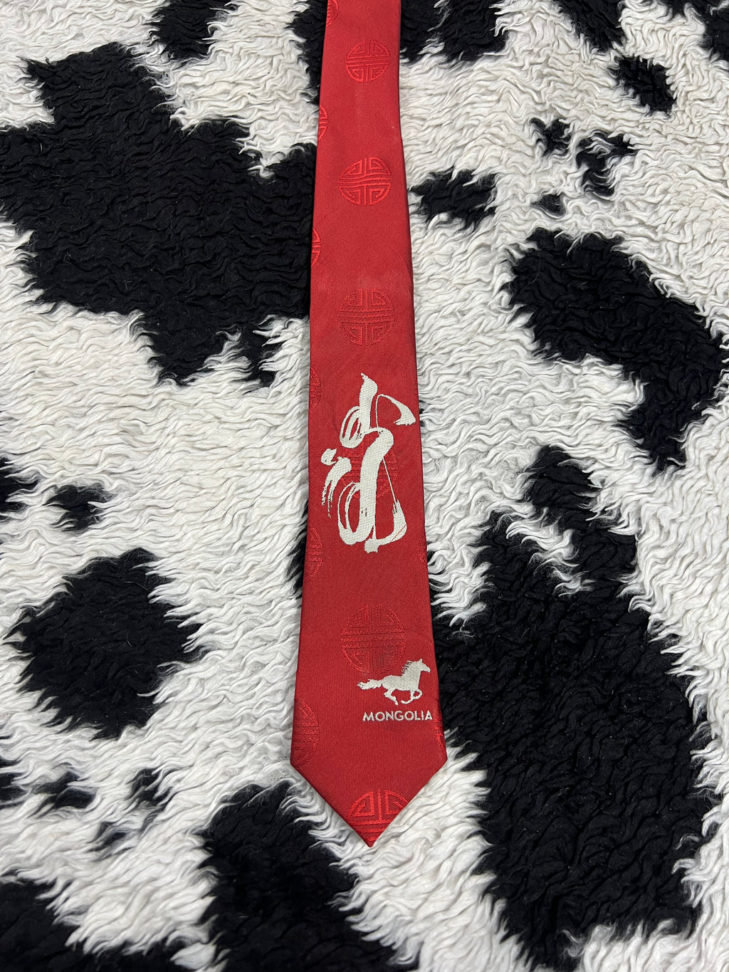 Chinese Calligraphy Embroidered Narrow Tie