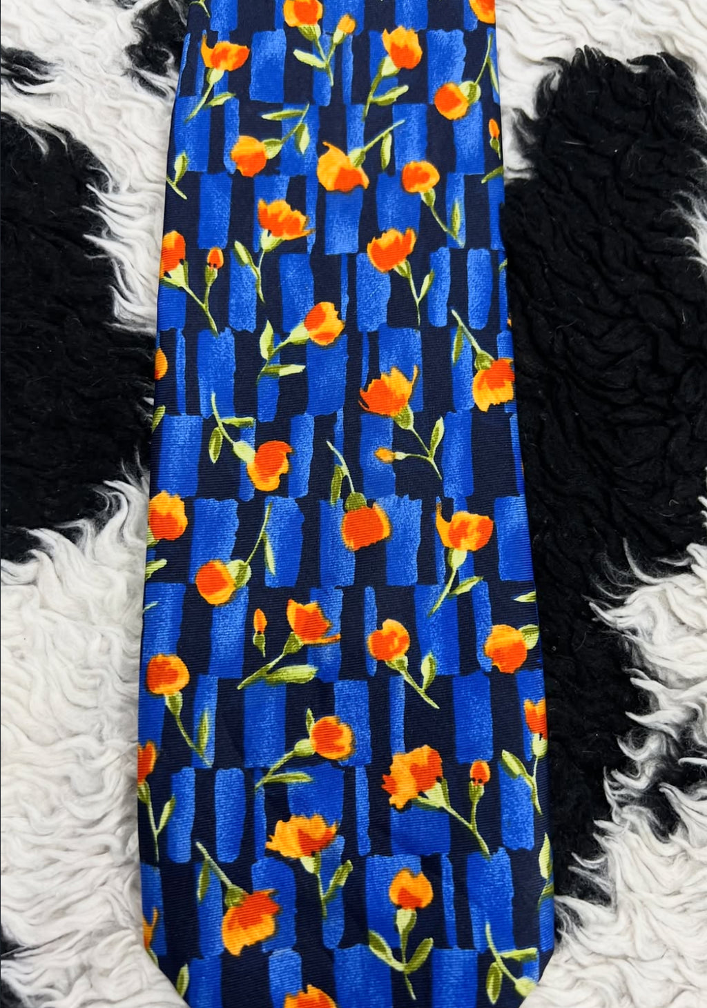 Blue & Orange Floral Tie