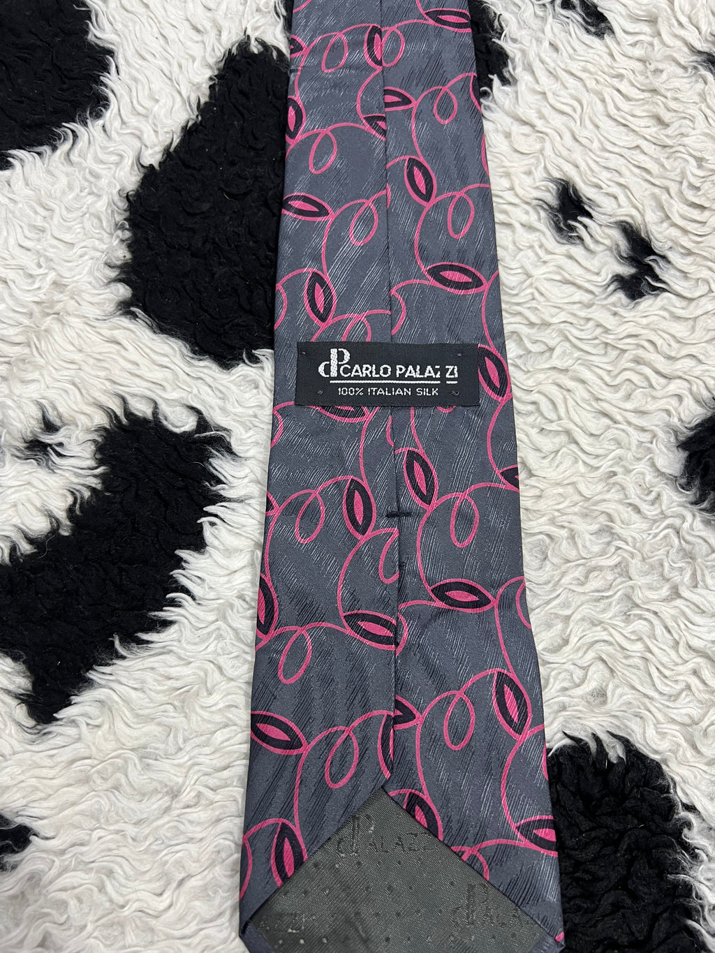 Carlo Palazzi Grey & Pink Embroidered Tie