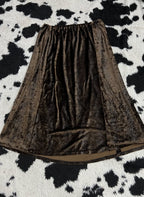 Brown Textured Velvet Long Skirt
