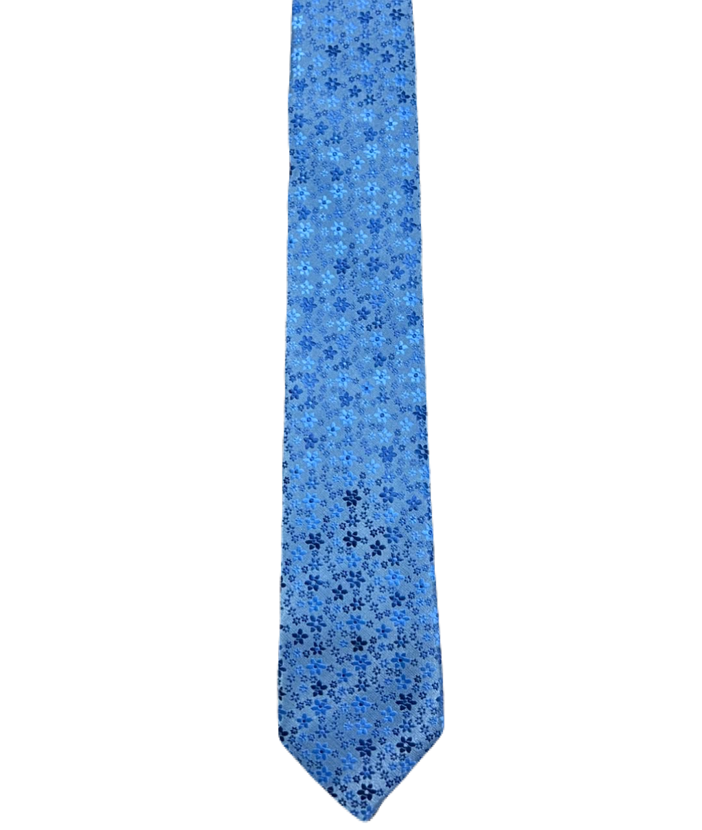 Blue Floral Embroidered Tie