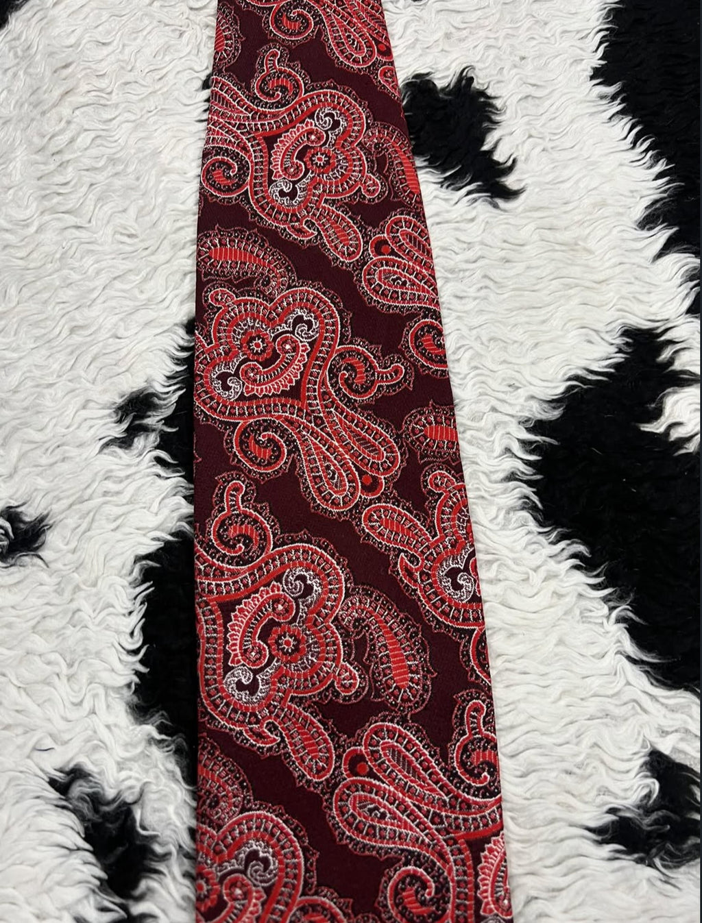 Red & Maroon Paisley Embroidered Tie
