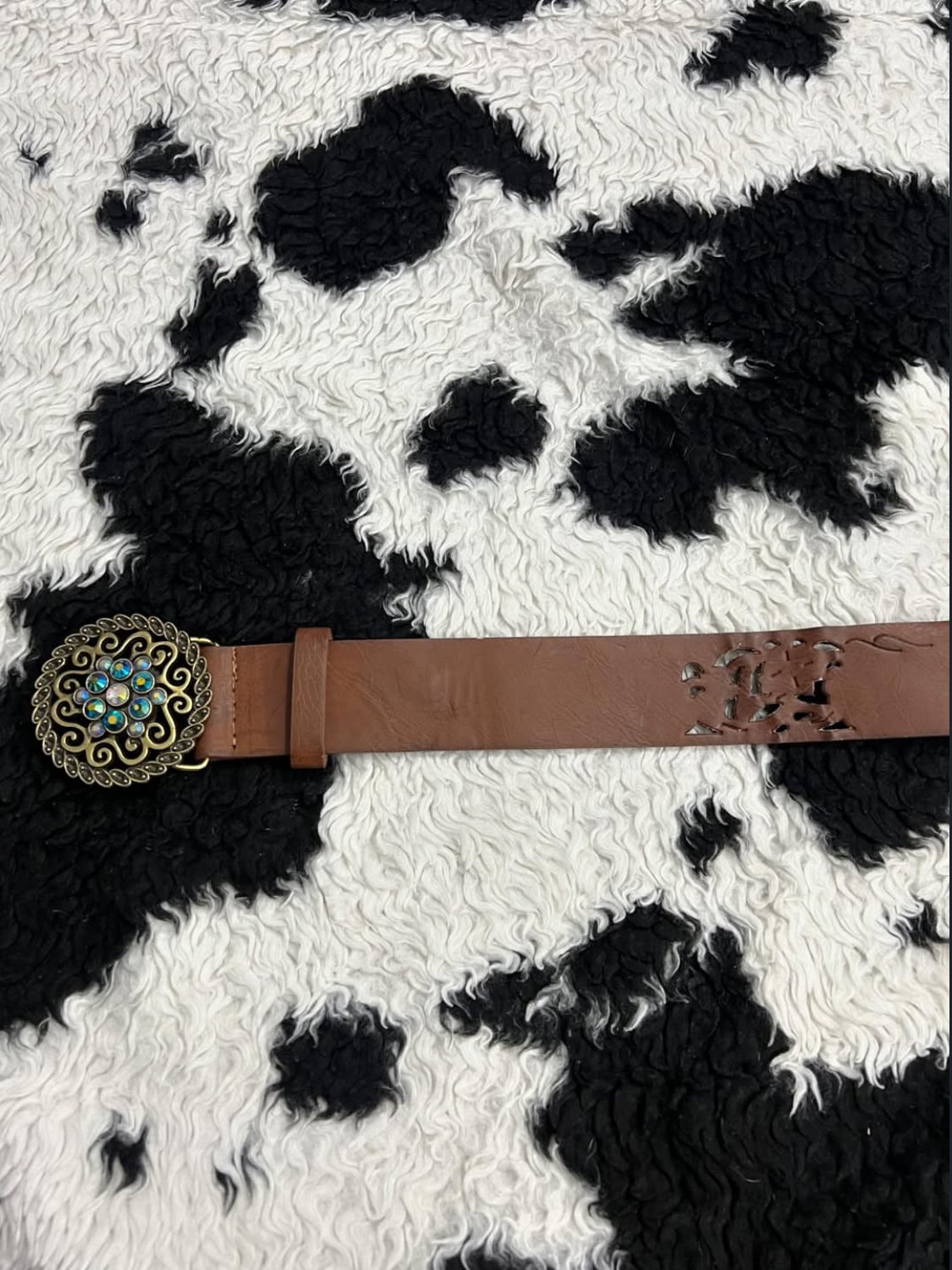 Bedazzled Circular Buckle Belt