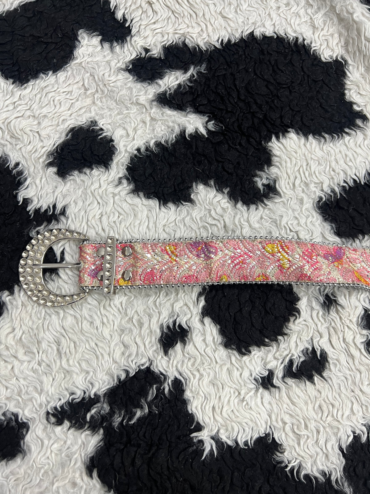 Glitter Pink Lace Belt
