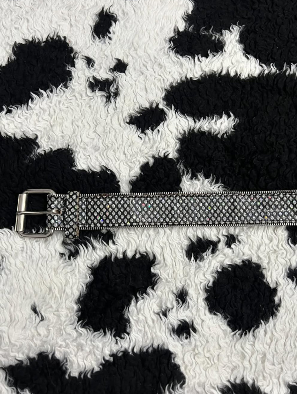 Black Zipper Glittery Belt