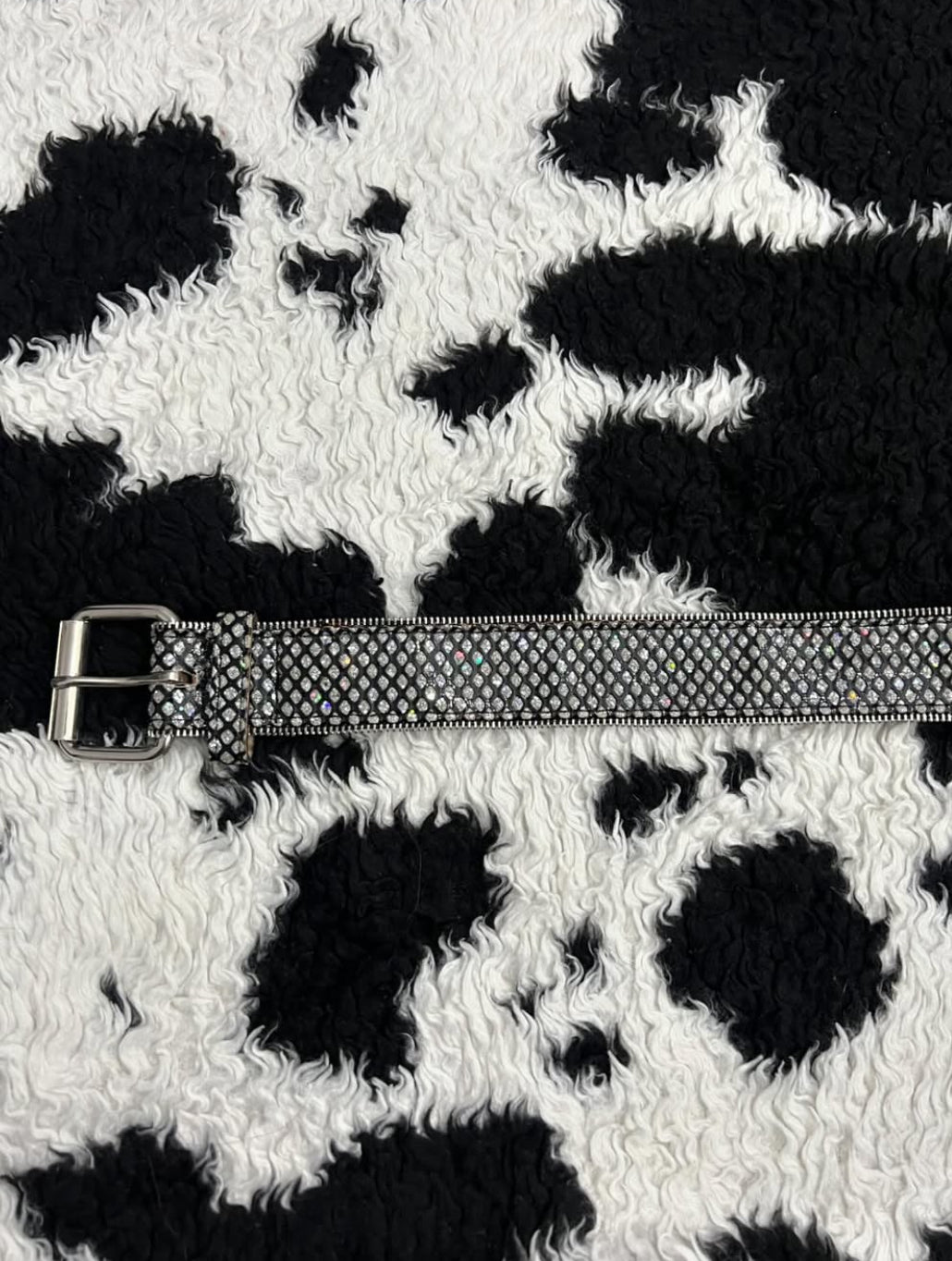 Black Zipper Glittery Belt