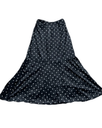 Black Polka Dot Velvet Long Skirt
