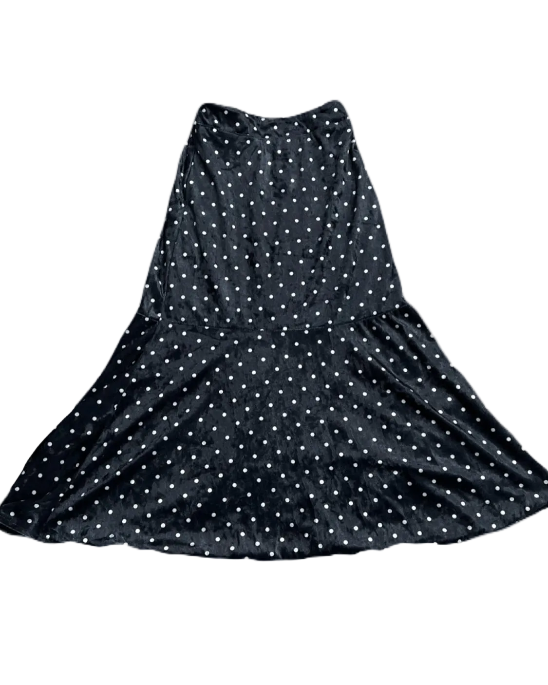 Black Polka Dot Velvet Long Skirt