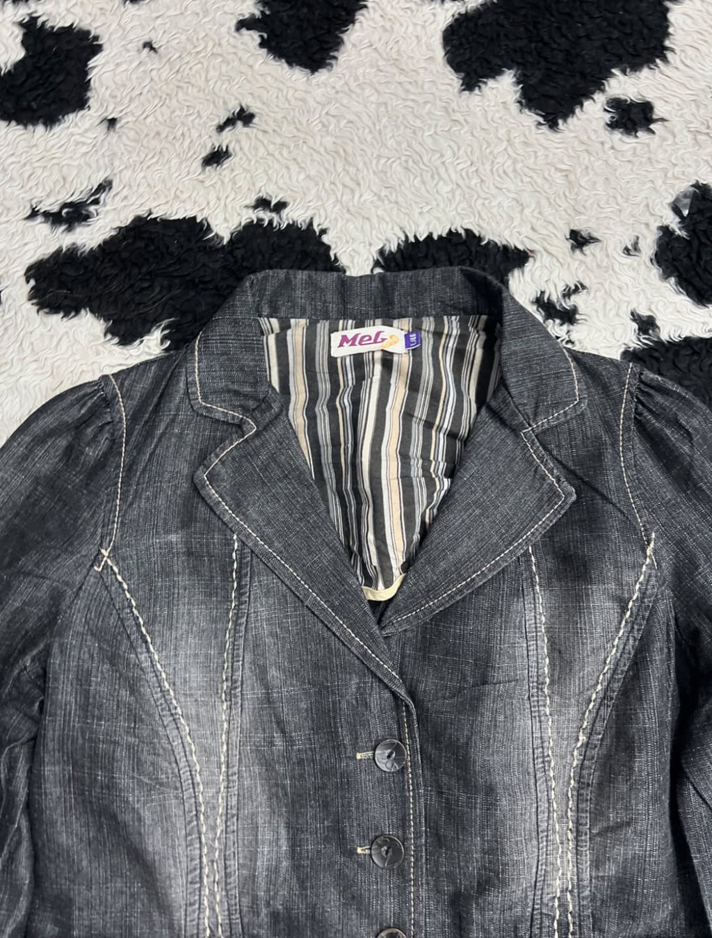 Grey Denim Coat Jacket (Medium)
