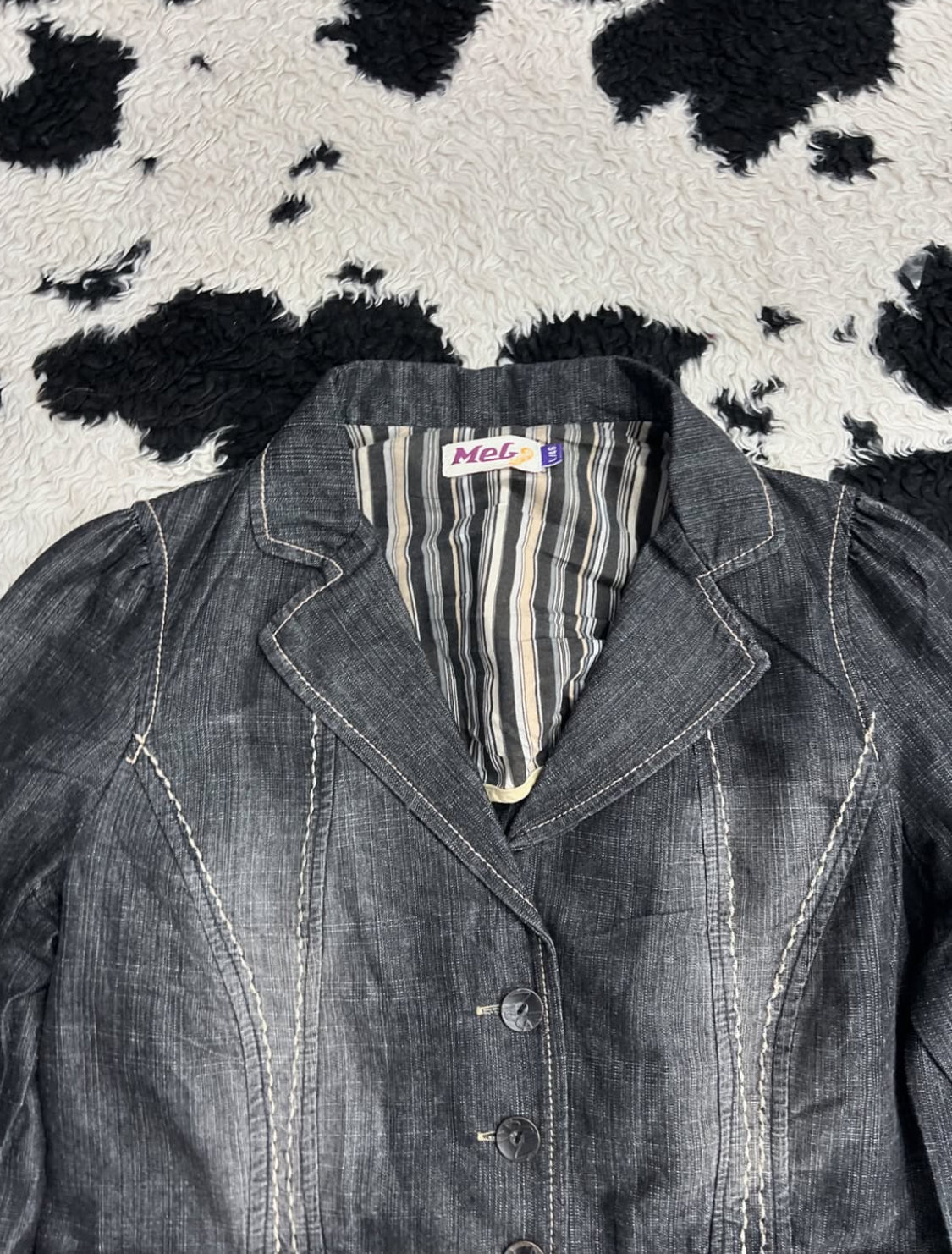 Grey Denim Coat Jacket (Medium)