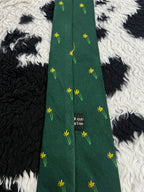 Green Embroidered Flowers Tie