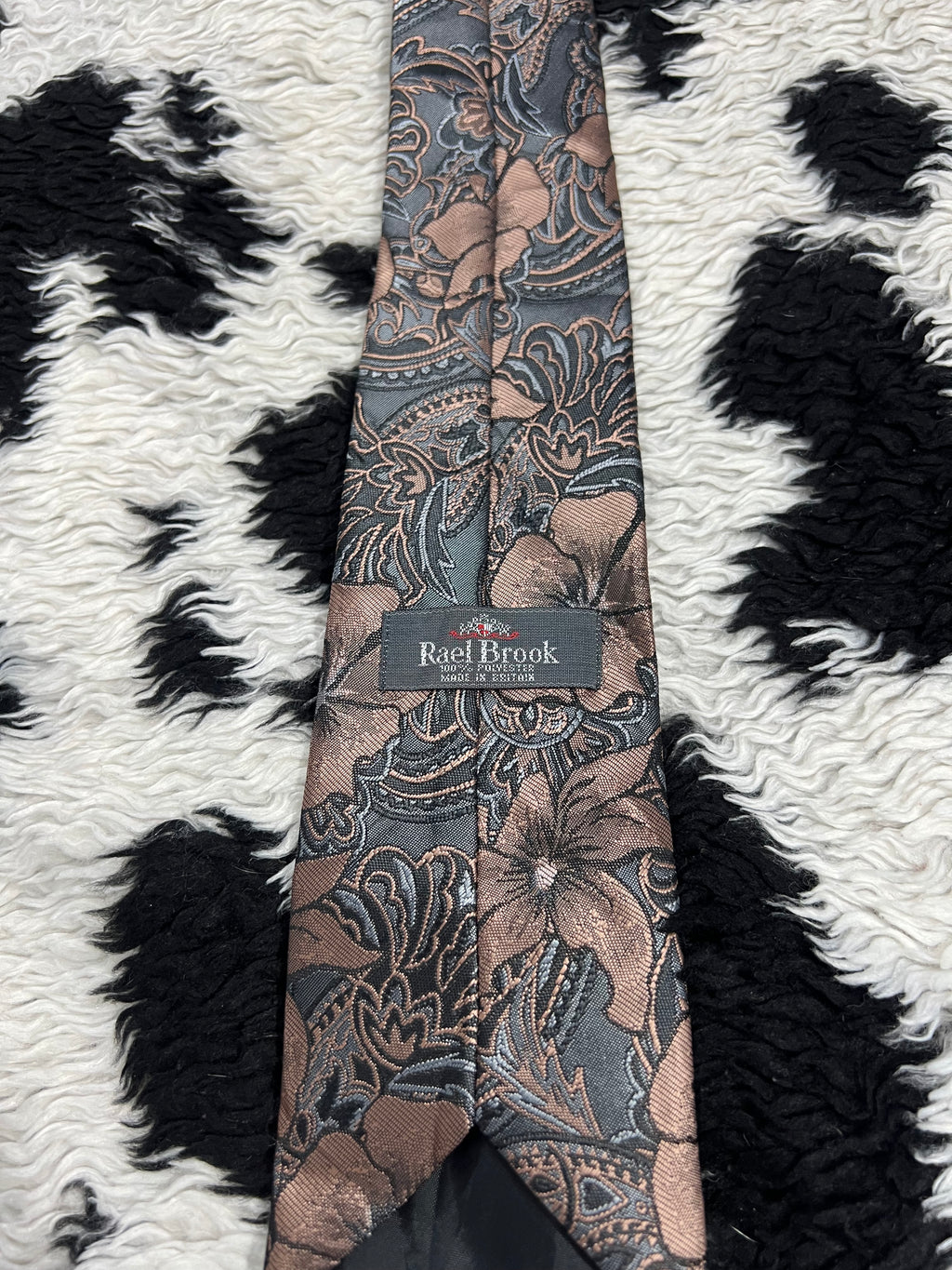 Rael Brook Grey & Orange Floral Embroidered Tie