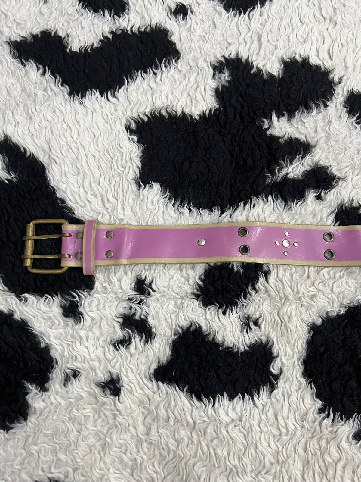 Pink & Beige Double Hole Belt