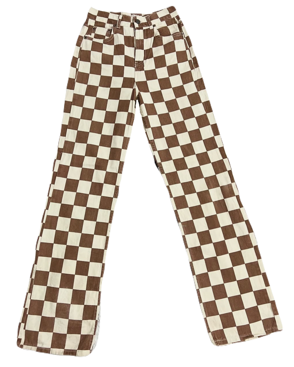 Brown & Cream Boxy Pants (Waist 26)