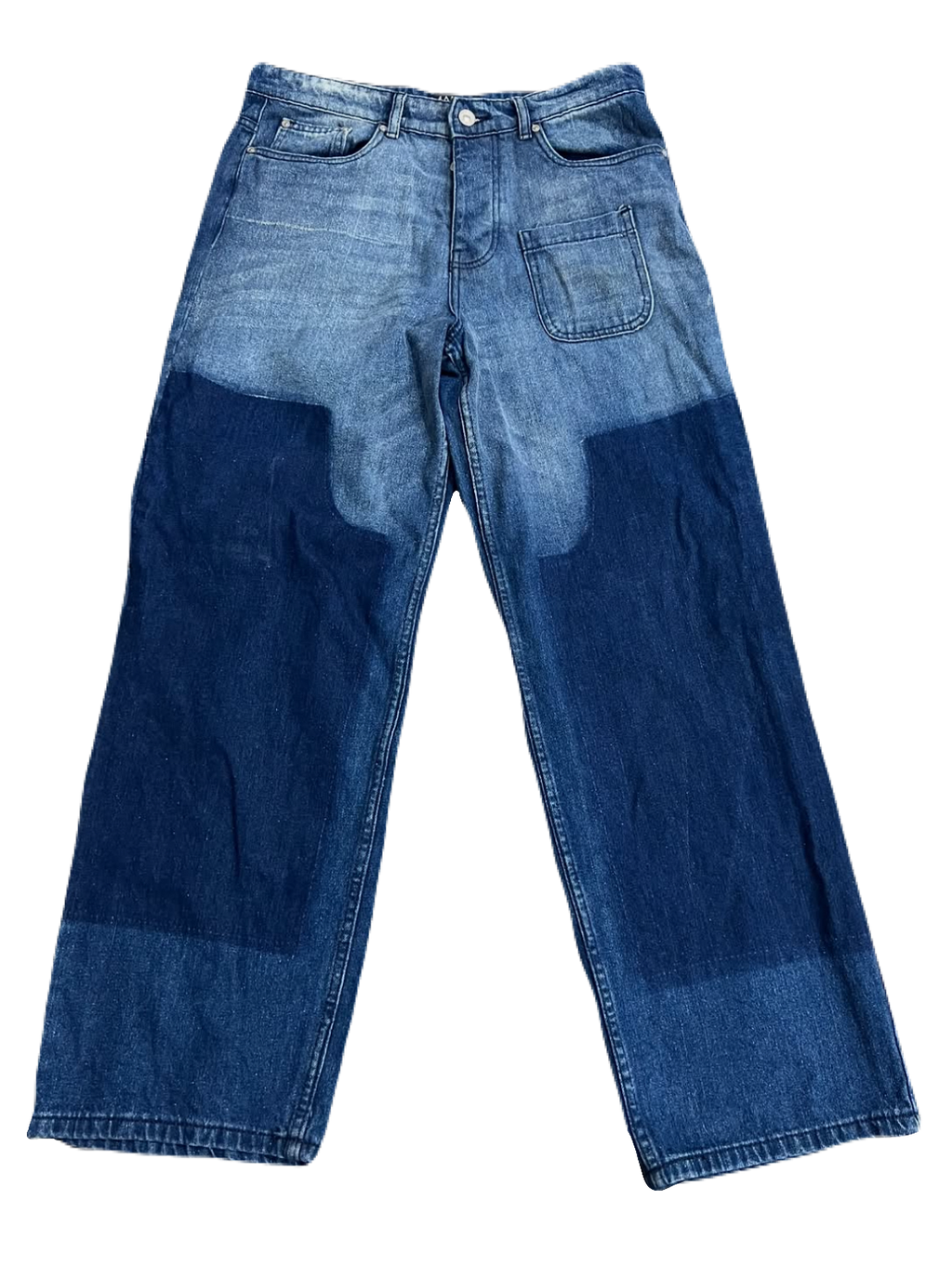 Double-Shaded Spray Painted Pockets Blue Denims (Waist 32)