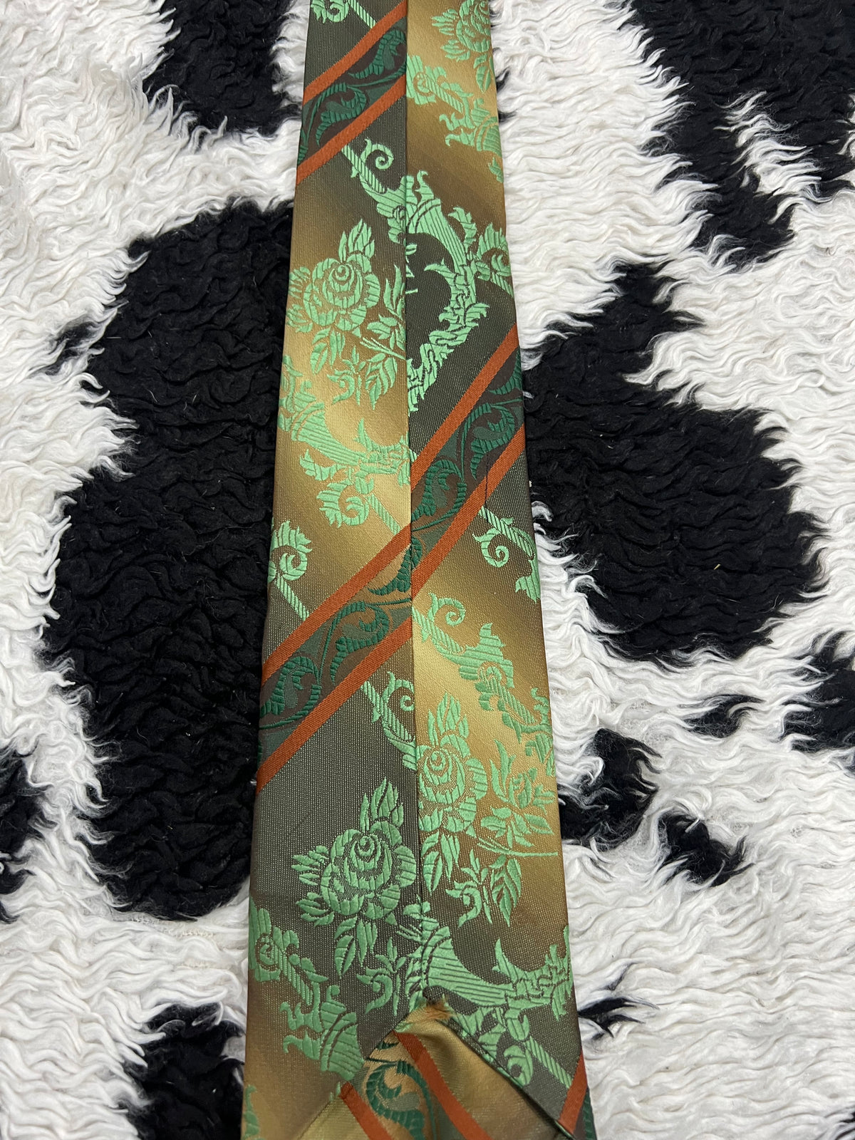 Brown & Green Embroidered Tie