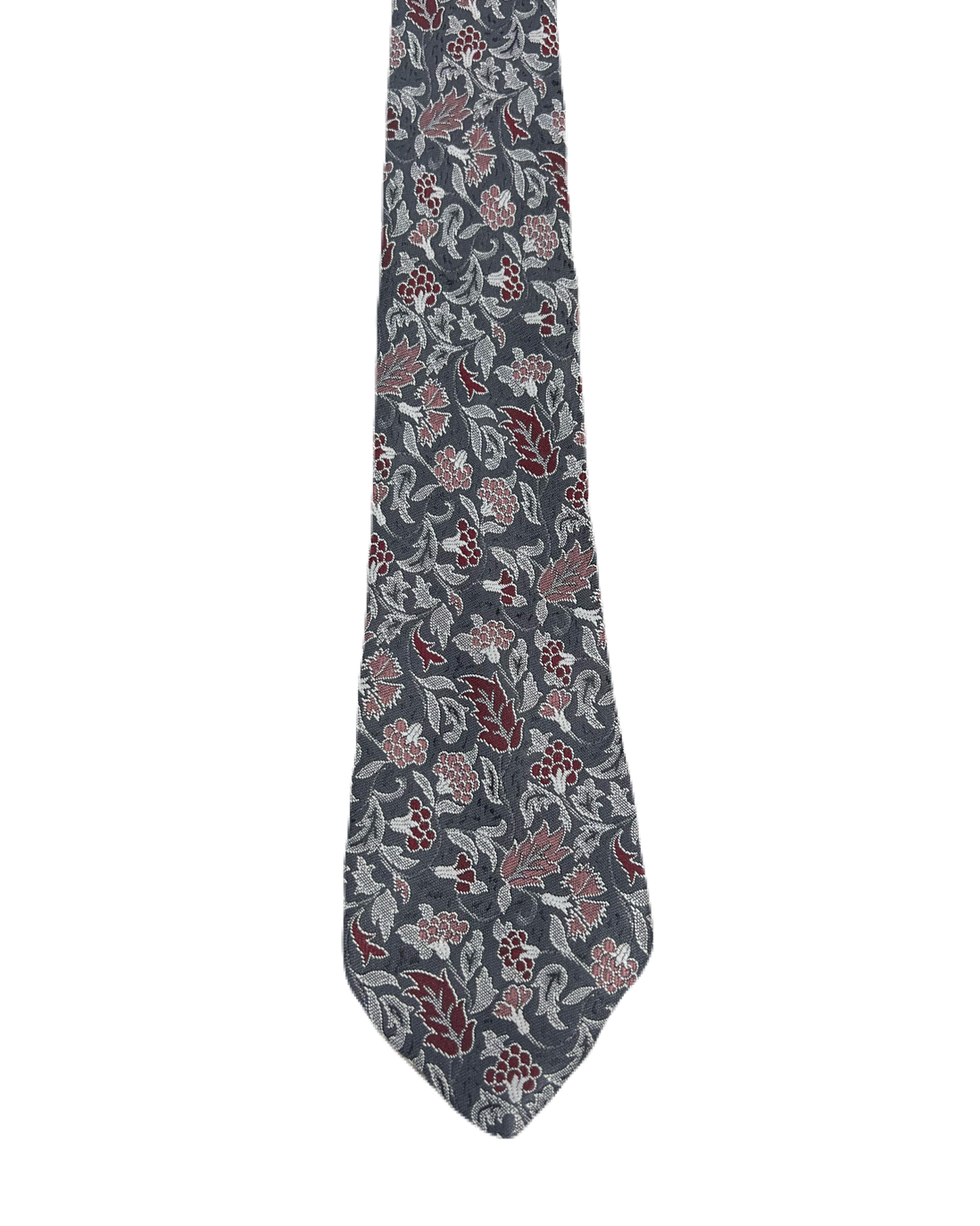 Grey Fully Embroidered Floral Tie