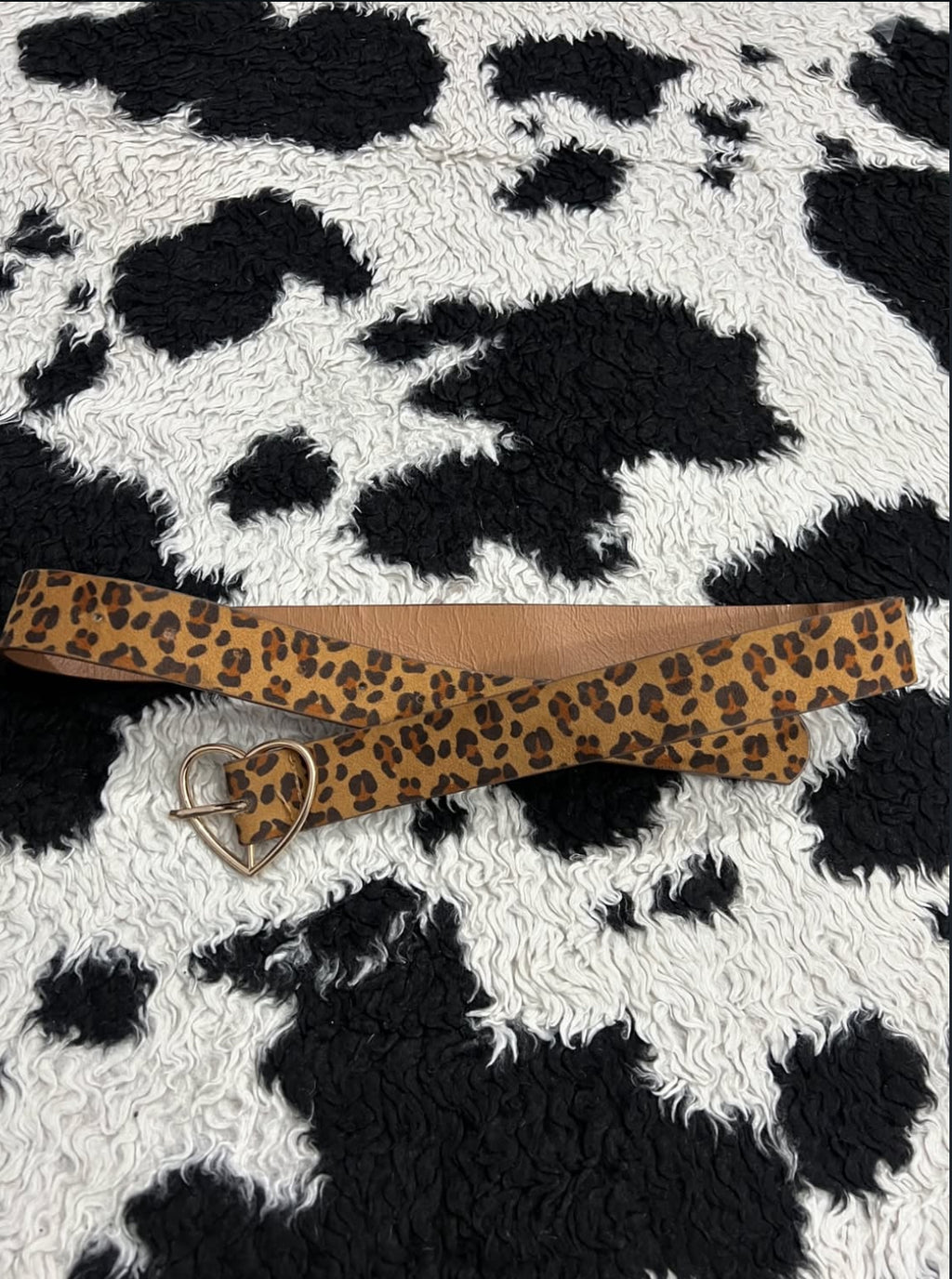 Heart Buckle Cheetah Print Belt