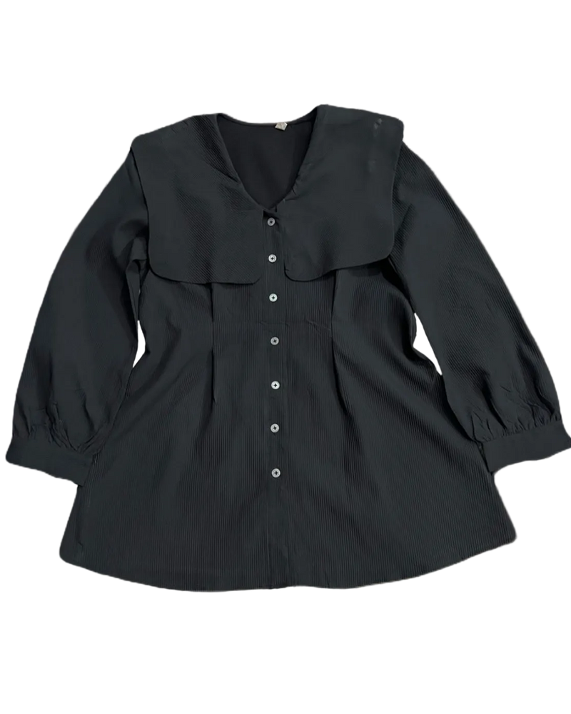 Black Collared Button-Up