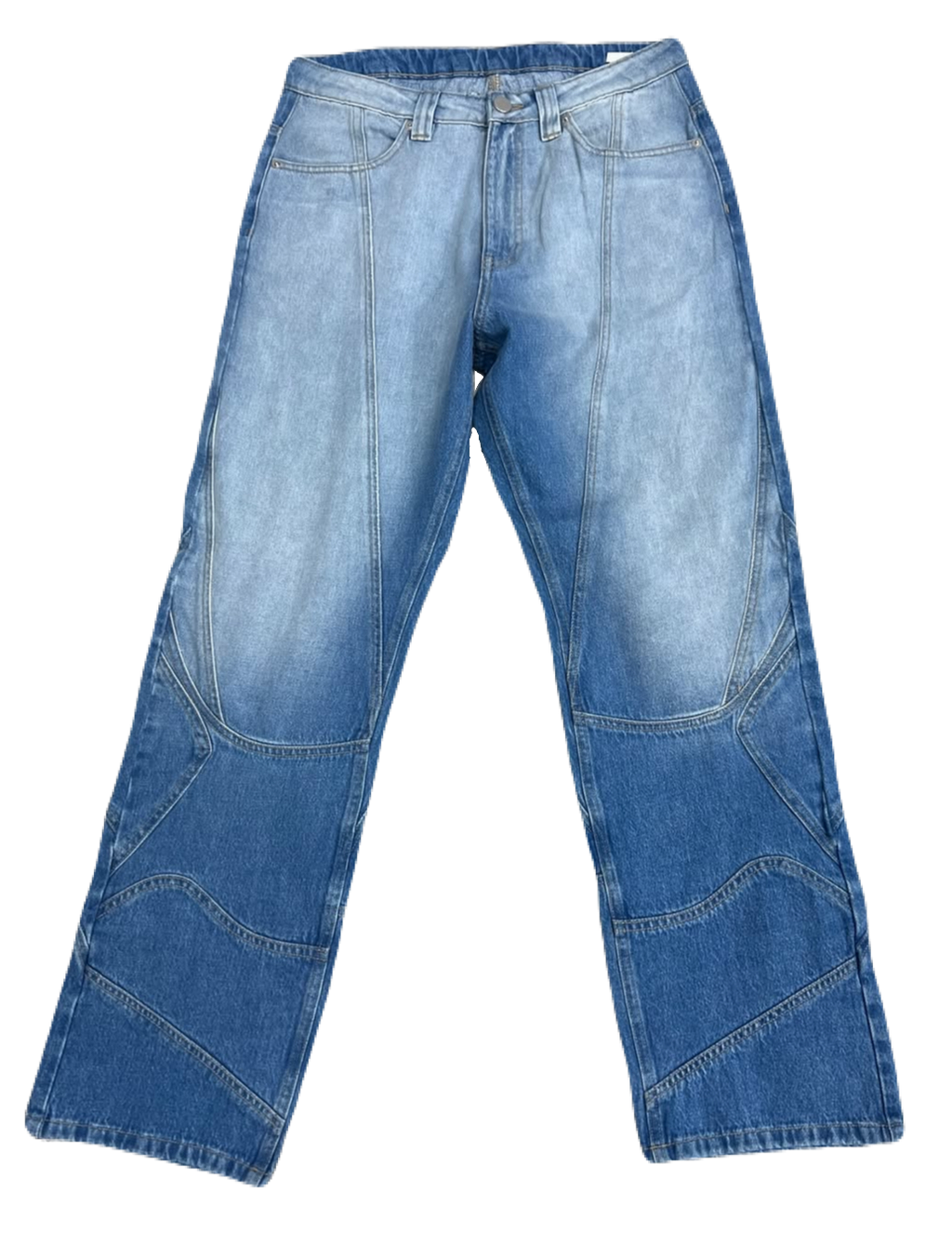Double-Shaded Blue Detailed Denims (Waist 32)