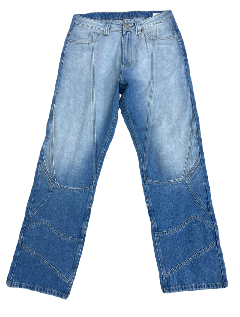 Double-Shaded Blue Detailed Denims (Waist 32)