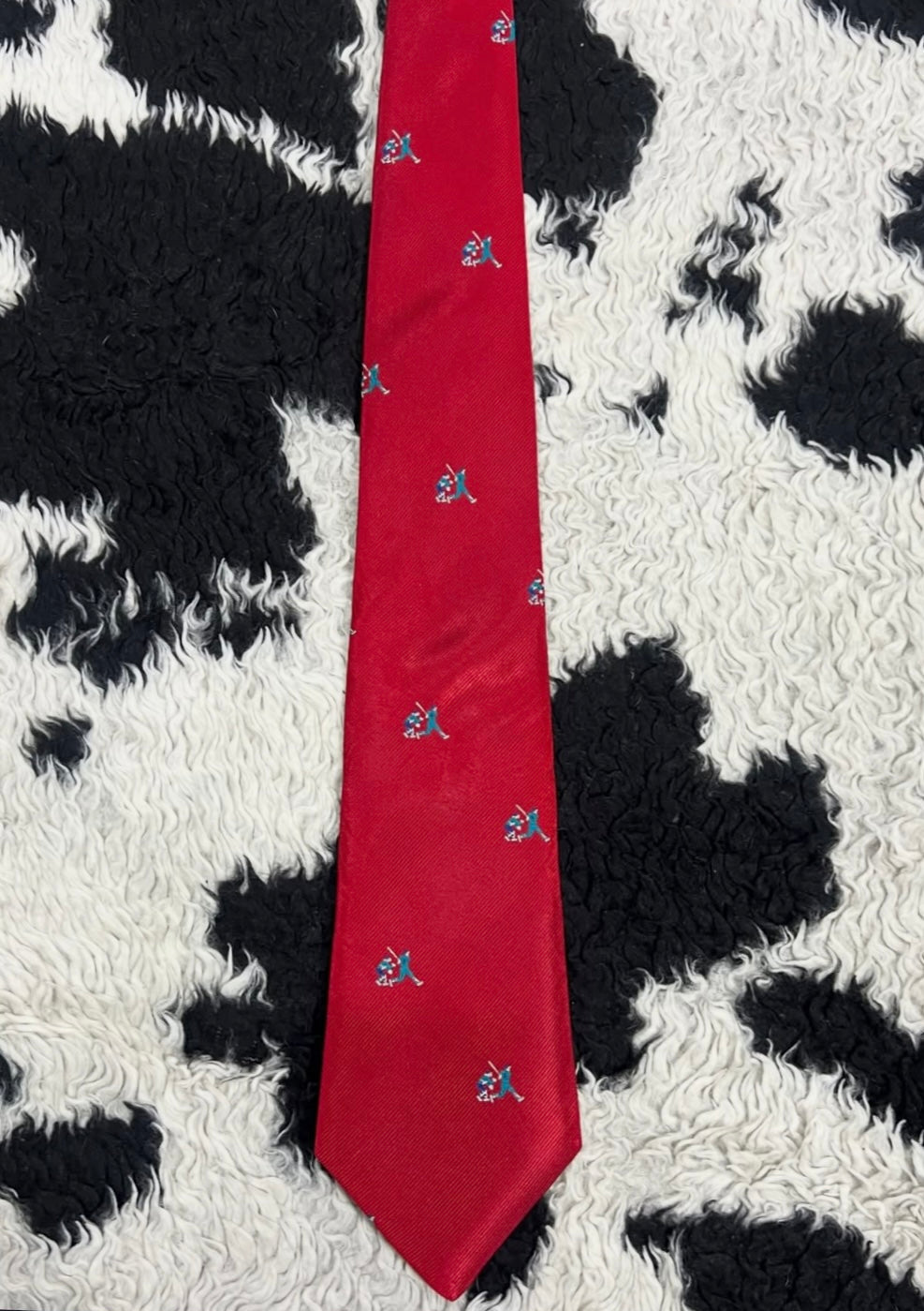 Red Embroidered Cricket Tie