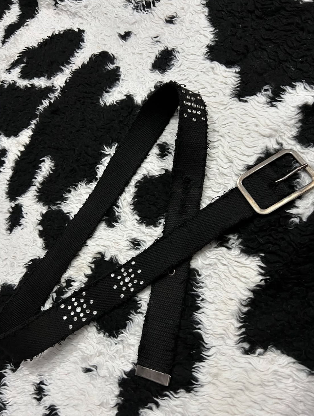 Black Studded Fabric Belt