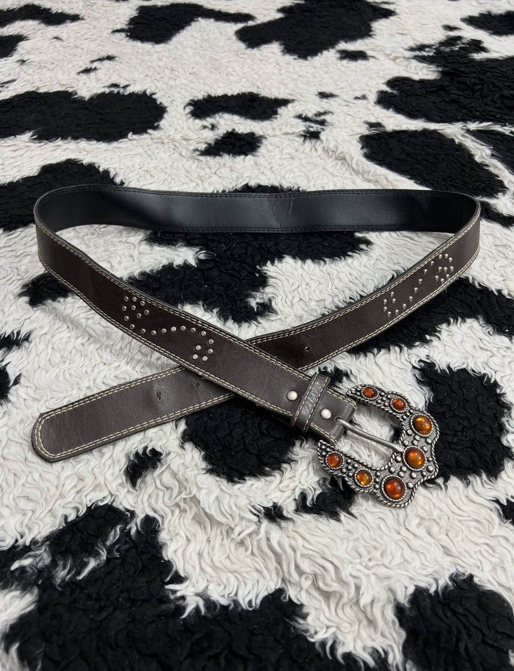 Vintage-Style Beaded Buckle Belt