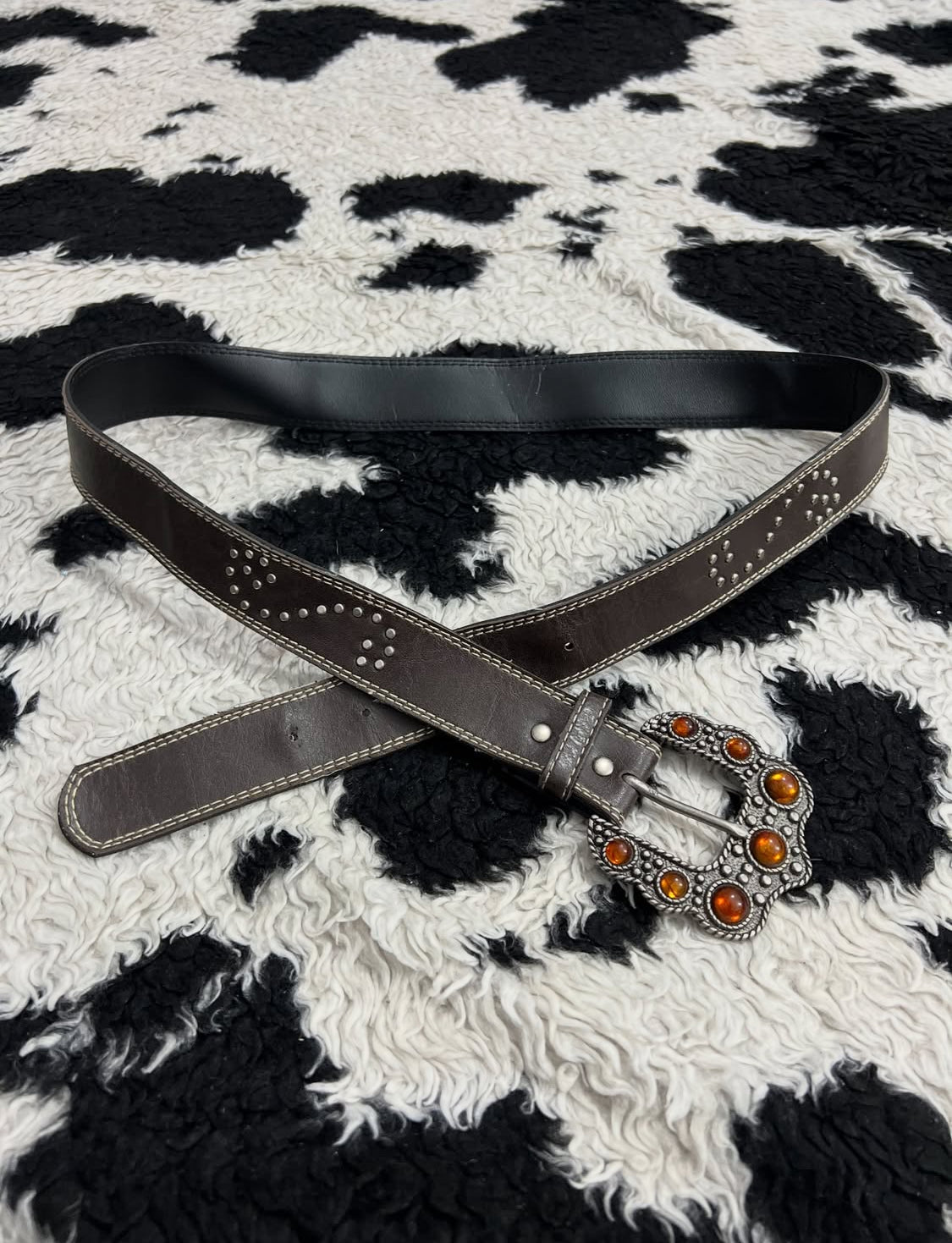 Vintage-Style Beaded Buckle Belt