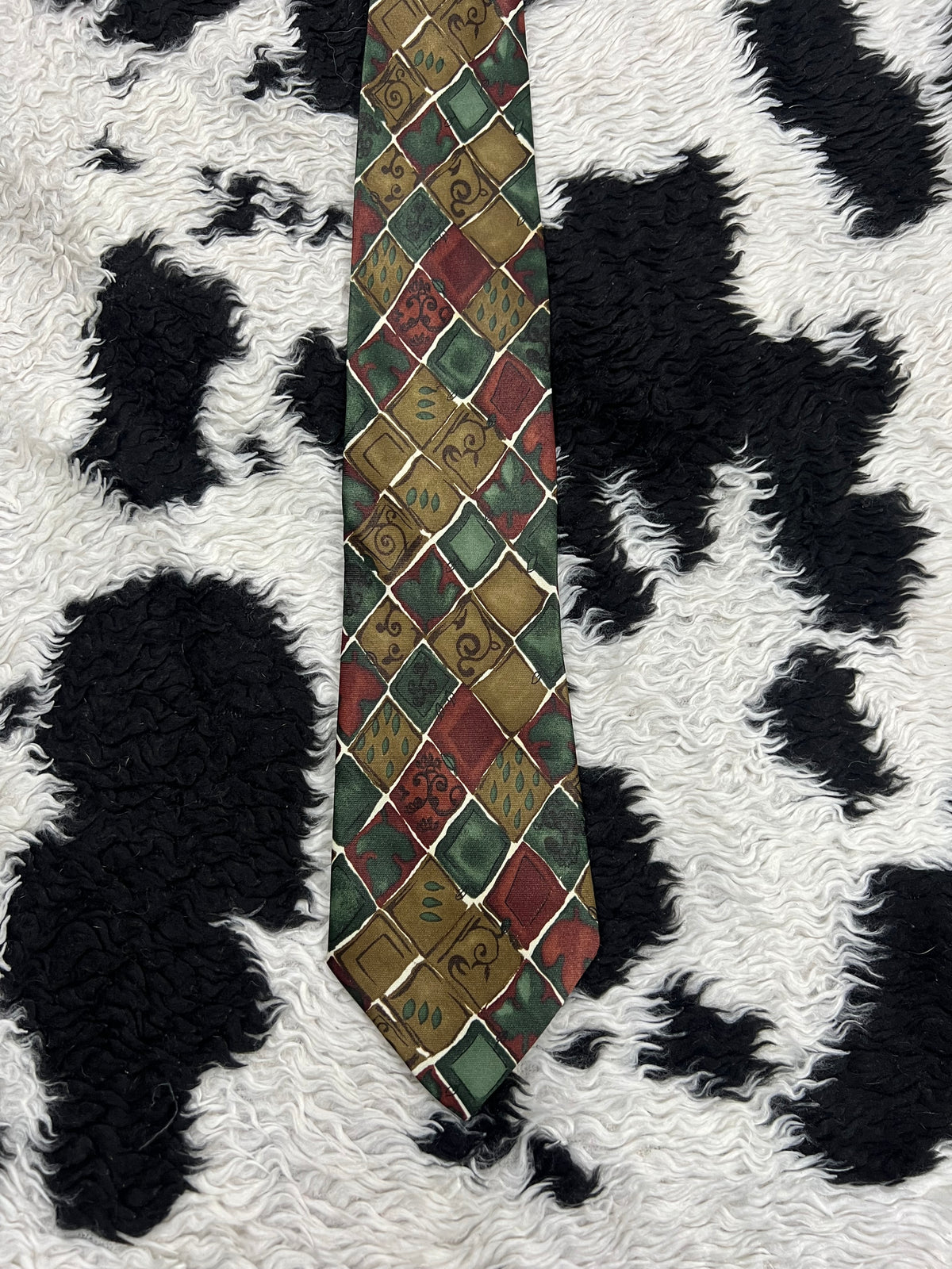 Brown & Green Boxy Tie