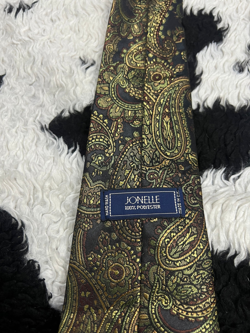 Jonelle Black Shiny Embroidered Paisley Tie