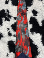 Red & Grey Abstract Tie