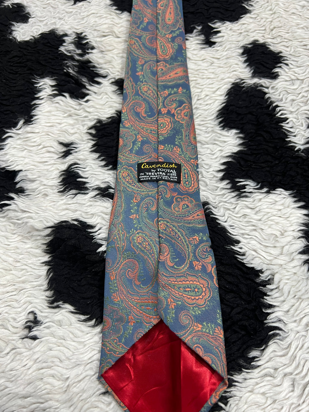 Cavendish Embroidered Blue & Orange Paisley Tie