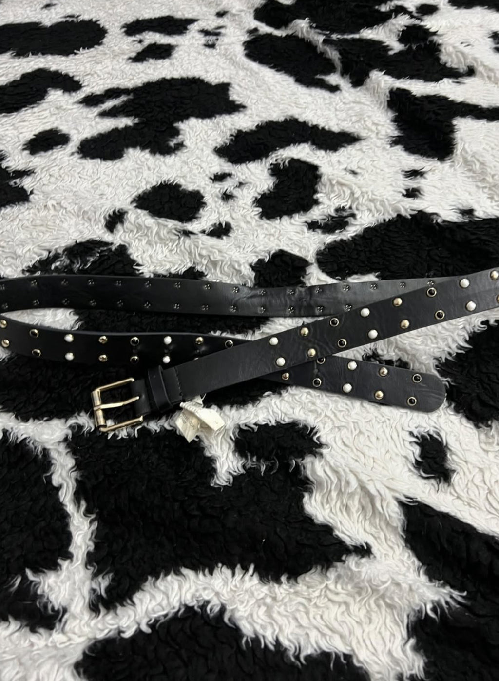 Black & White Beaded Stud Belt