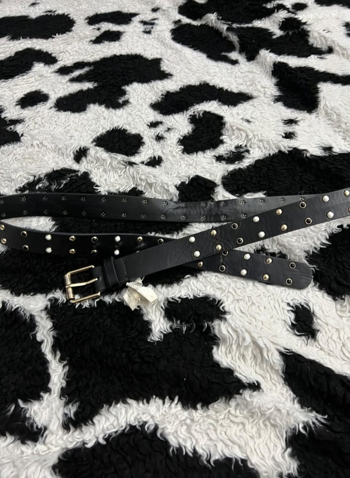 Black & White Beaded Stud Belt