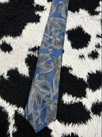 Gilt Edge Narrow Blue Embroidered Tie