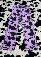 Purple Cow-Print Denims (Waist 32)