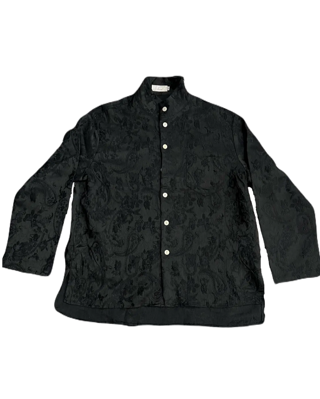 Black Textured Paisley Buttonup