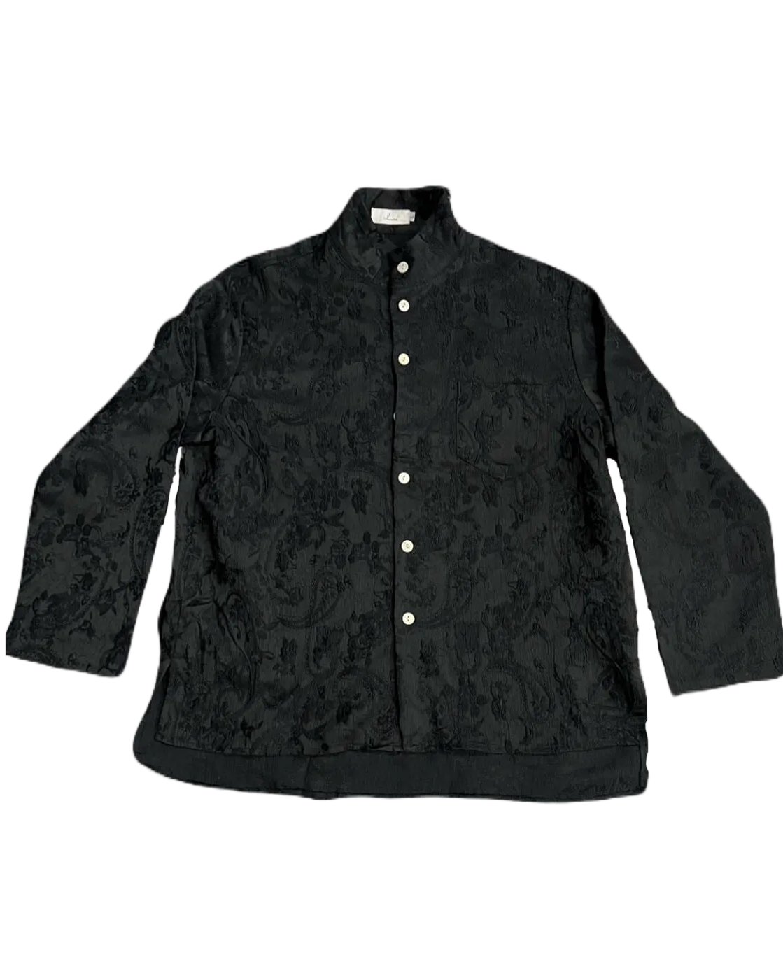 Black Textured Paisley Buttonup
