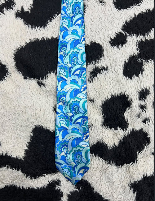Abstract Blue Floral Tie