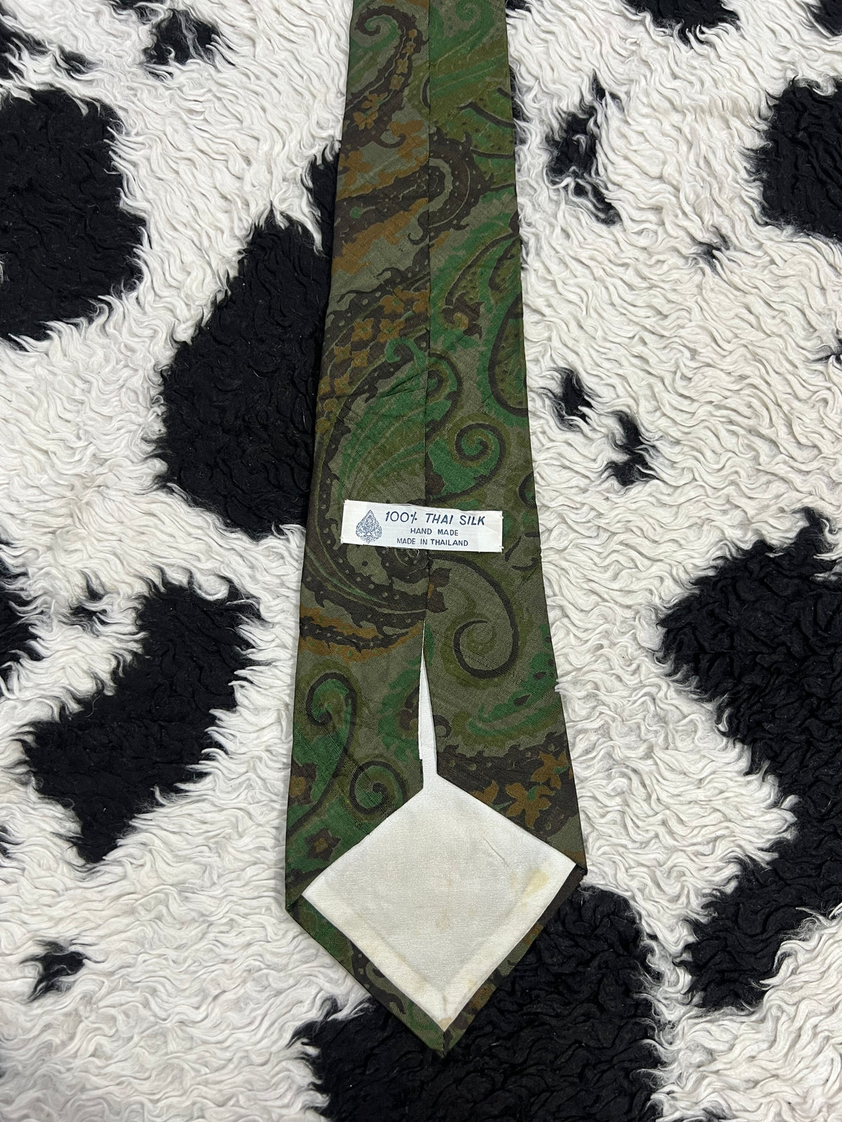 Thai Silk Green & Brown Paisley Tie