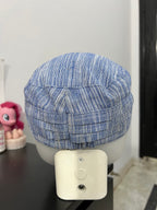 Blue & White Pleated Striped Cap
