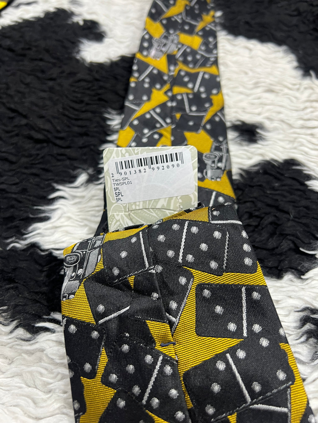 Dominoes & Cars Embroidered Tie (Tagged)