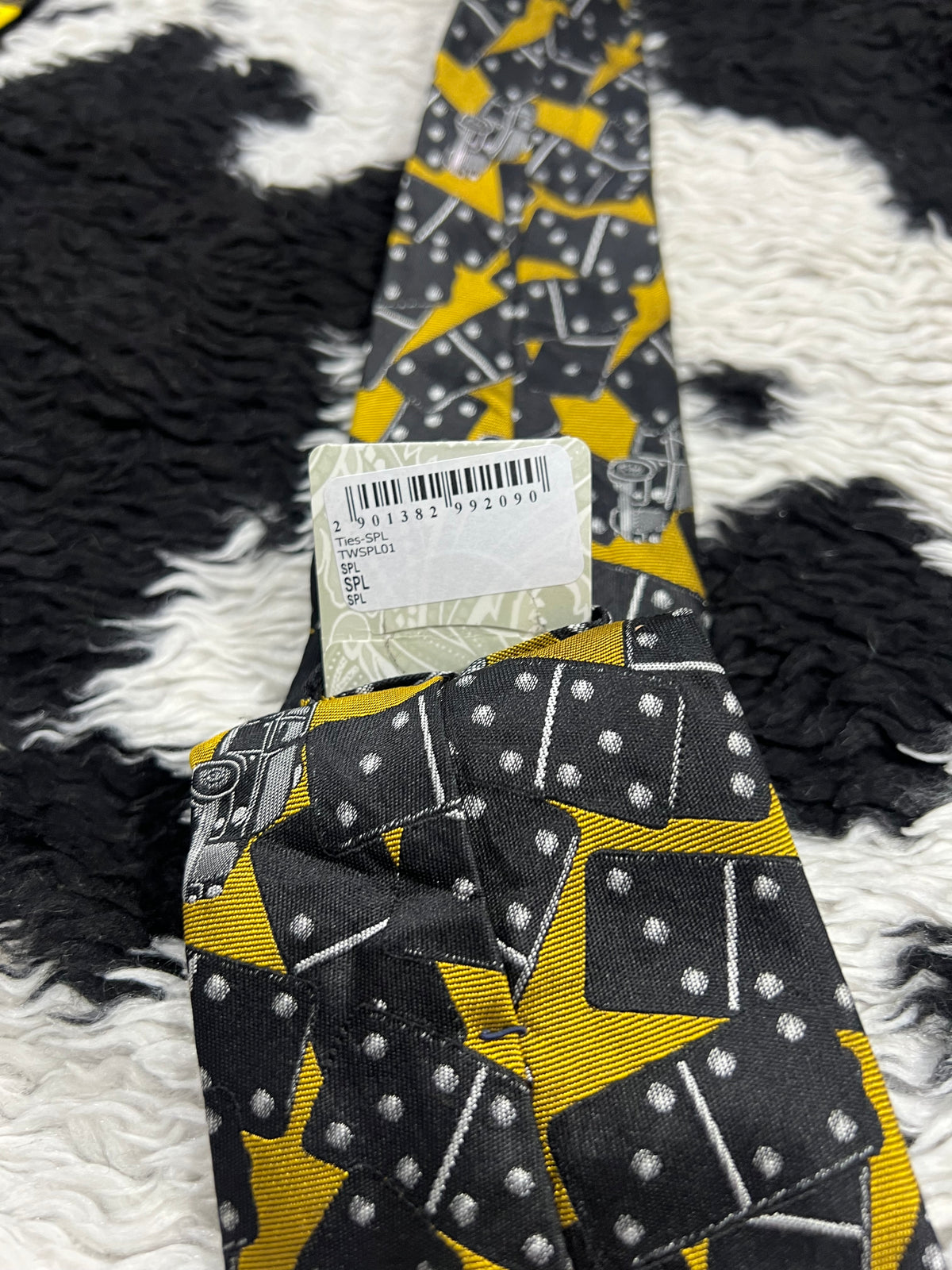 Dominoes & Cars Embroidered Tie (Tagged)