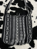 Black & White Woven Boho Shoulder Bag