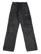 Vintage-Style Washed Brown Cargo Pants (Waist 32)