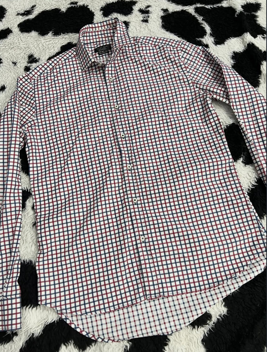 ZARA Man Tailored Fit Red & Blue Checkered Buttonup